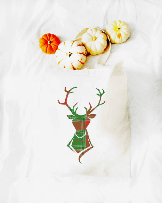 Christmas Plaid Buck Deer Tote Shopper Bag, Shop Li-Jacobs, Team Li-Jacobs