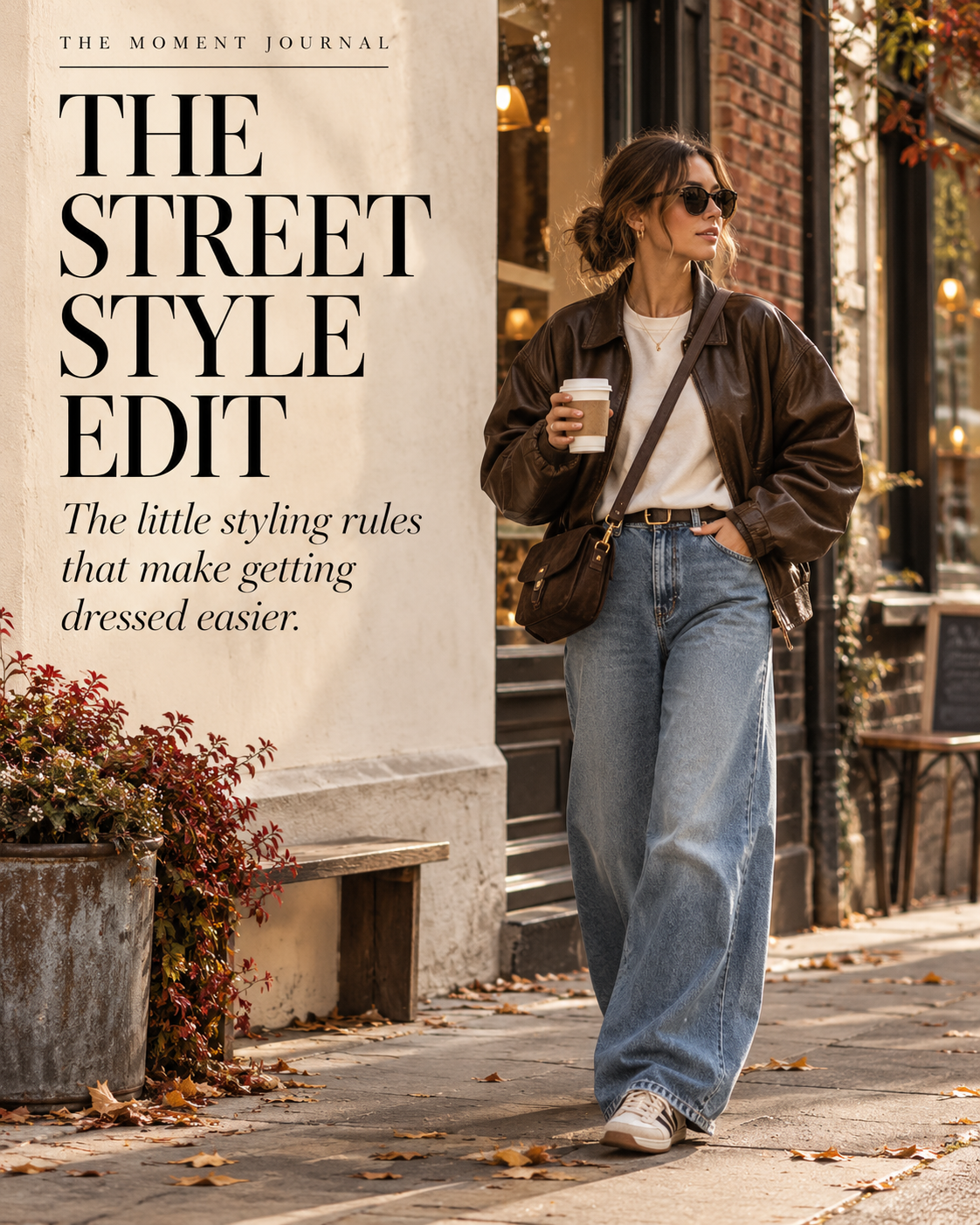 The Street Style Edit original magazine cover with a woman in a brown bomber, baggy blue jeans and sneakers
