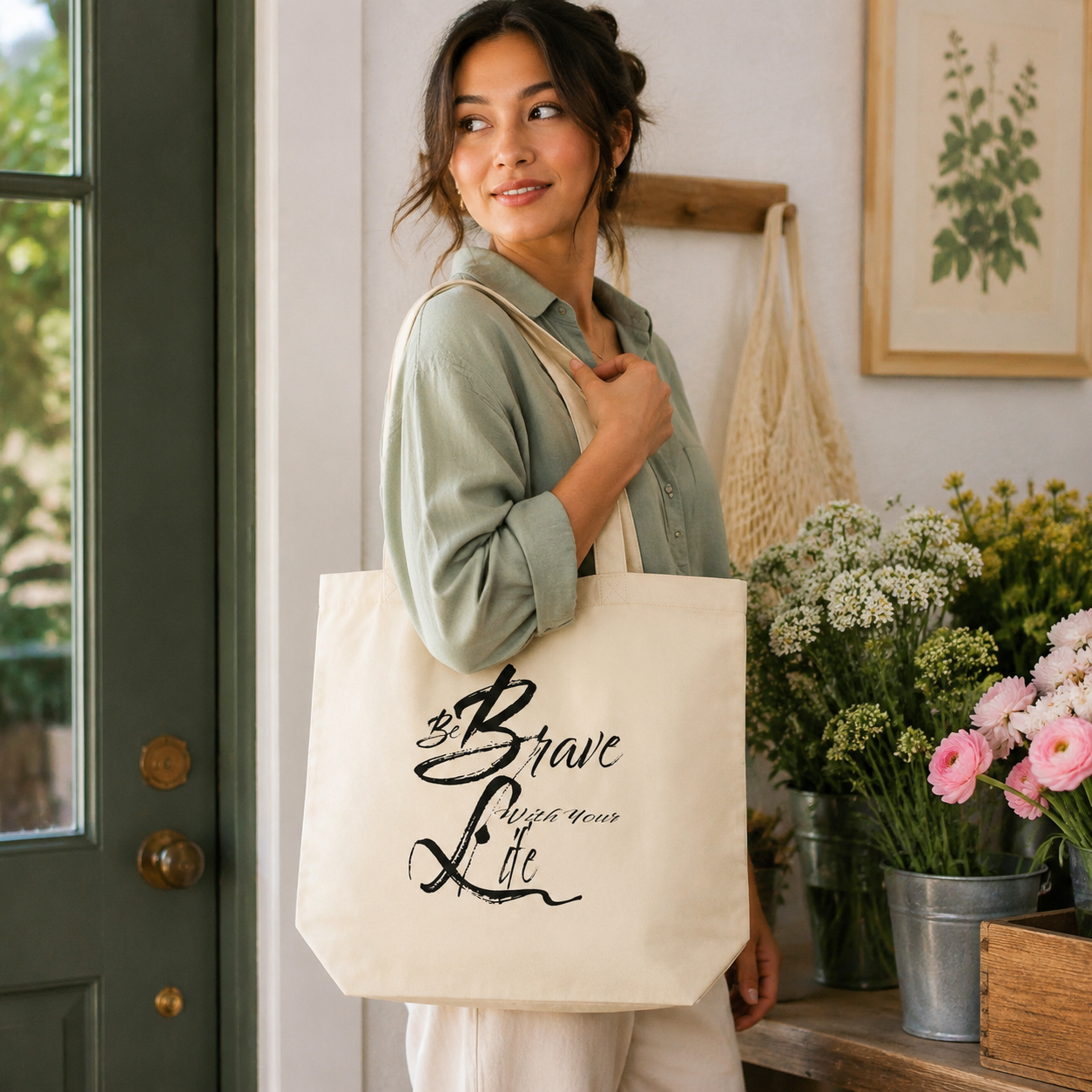 Translation missing: en.Li-Jacobs Be Brave tote for Carry The Moment collection: Carry The Moment