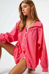 Button Down Relaxed Fit Shirt, Davi & Dani, $ 65.00