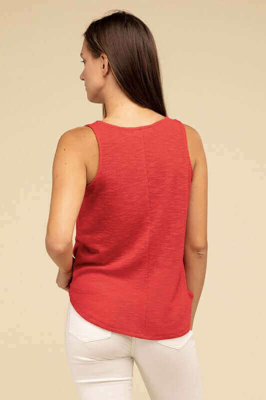 Solid V Neck Sleeveless Cami Tank Top, ZENANA, $ 19.95