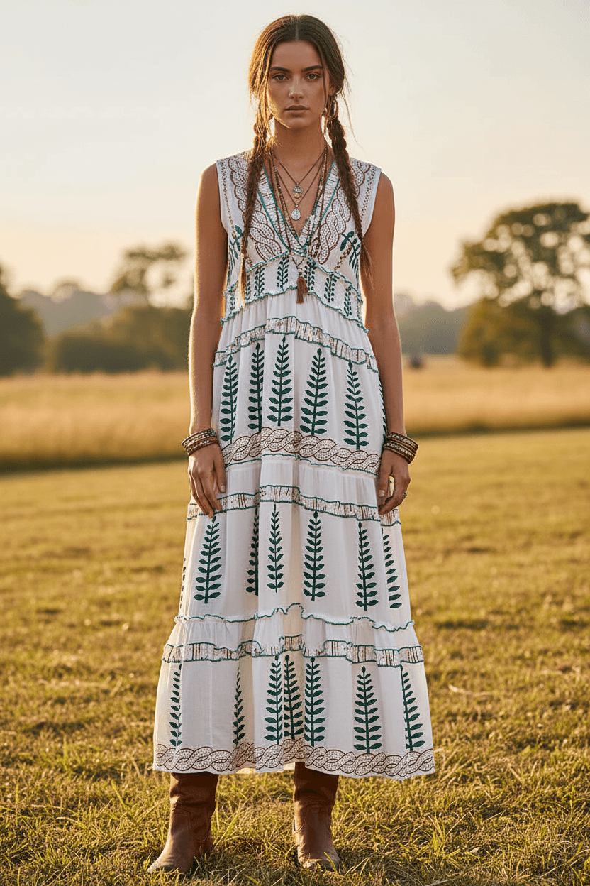 Ivory Floral Printed Sleeveless Tiered Maxi Dress | Smocked Waist, Dresses, $ 57.00, A Moment Of Now™