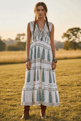 Ivory Floral Printed Sleeveless Tiered Maxi Dress | Smocked Waist, Dresses, $ 57.00, A Moment Of Now™