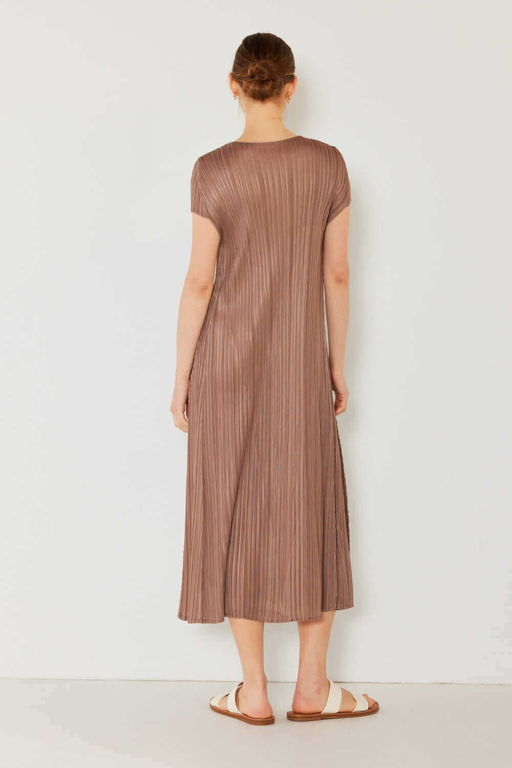 Solid Pleated Cap Sleeve A-Line Dress, Marina West Swim, $ 63.00