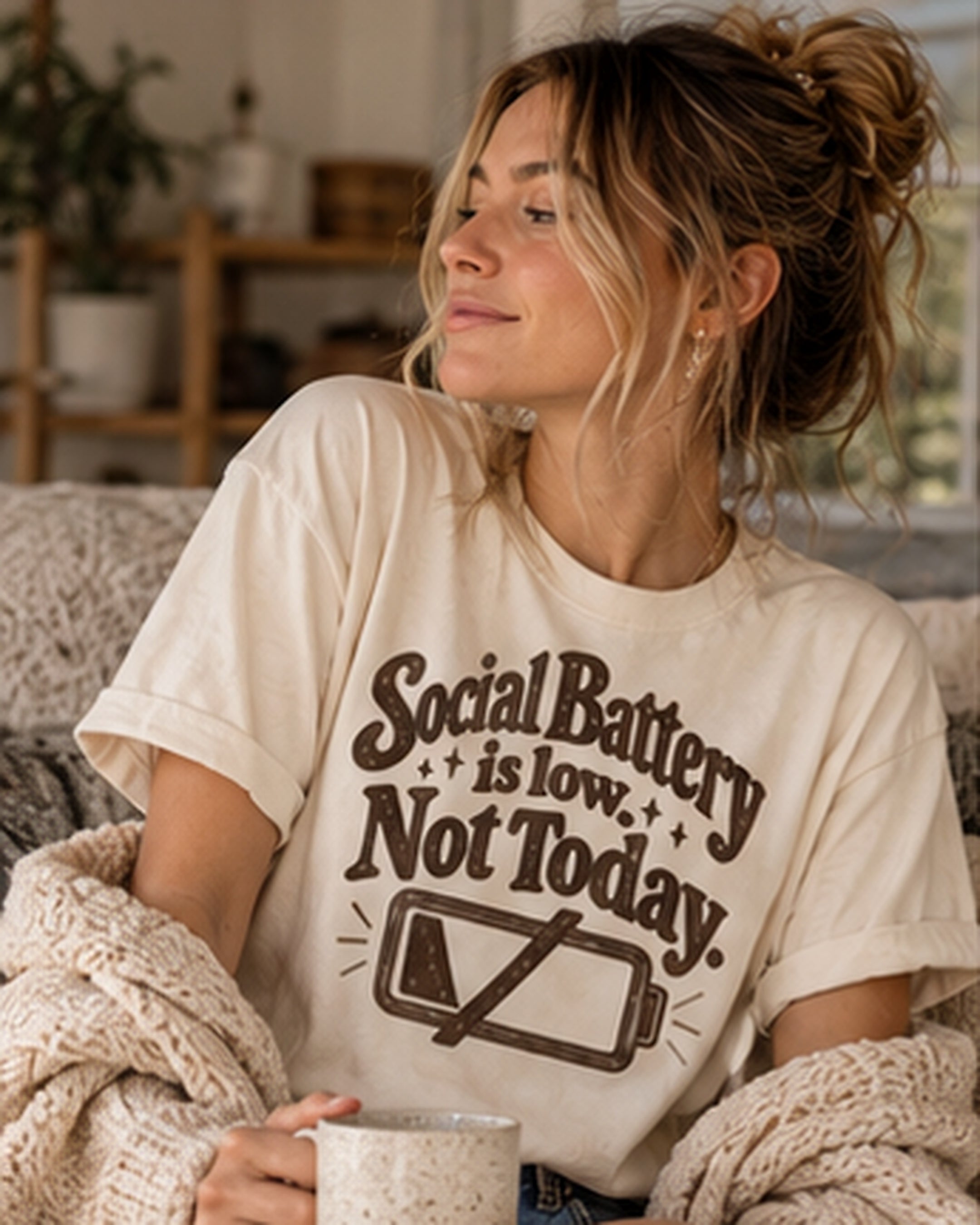 Social Battery Is Low. Not Today. Graphic T-Shirt