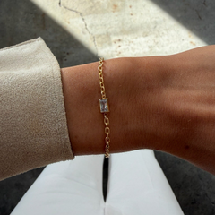 Rectangle Bezel Bracelet | 14K Gold Filled Stone Chain, Bracelets, $ 72.00, A Moment Of Now™