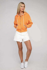 Acid Wash Fleece Cropped Zip-Up Hoodie, ZENANA, $ 49.95