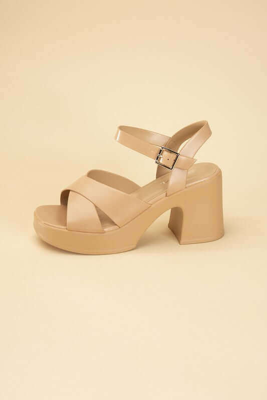 TOUCH-S Crisscross Sandals Heels with Ankle Straps