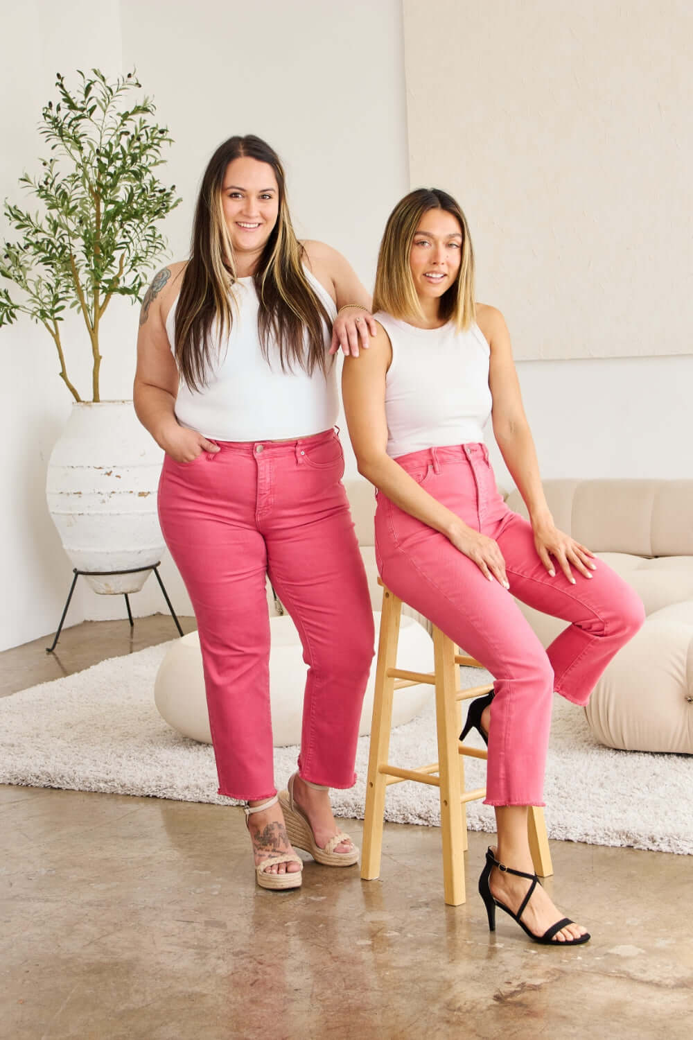 Sunkissed Pink Crop Dylan Tummy Control Jeans, Jeans, $ 59.00, A Moment Of Now™