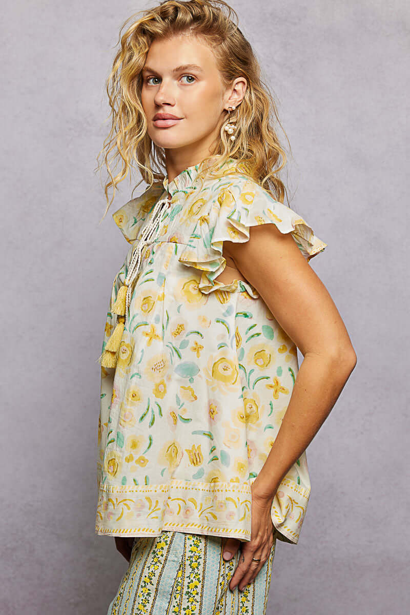 POL Tassel Tied Floral Flutter Sleeve Blouse, , $ 60.00, A Moment Of Now™