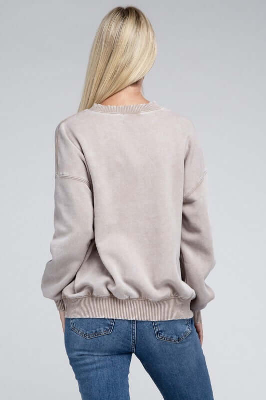 Women's Acid Wash Fleece Oversized Pullover Sweatshirt | USA Boutique, ZENANA, $ 39.00