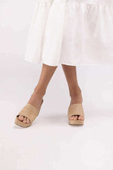 ZAFER-Nat Beige Heels Mules Sandals