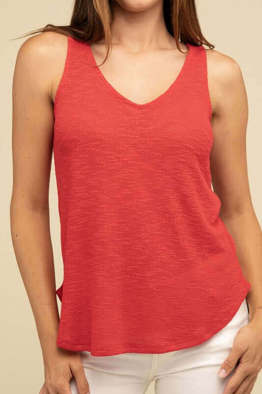 Solid V Neck Sleeveless Cami Tank Top, ZENANA, $ 19.95