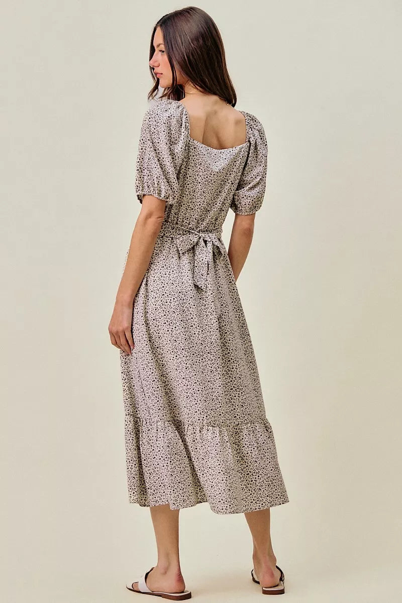SO ME Ditsy Floral Self Belt On Elastic Waist Maxi Dress | Boutique In USA, Dresses, $ 69.00, A Moment Of Now™