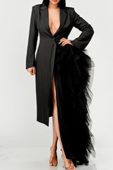 Black Side Tulle Detail Dress Jacket