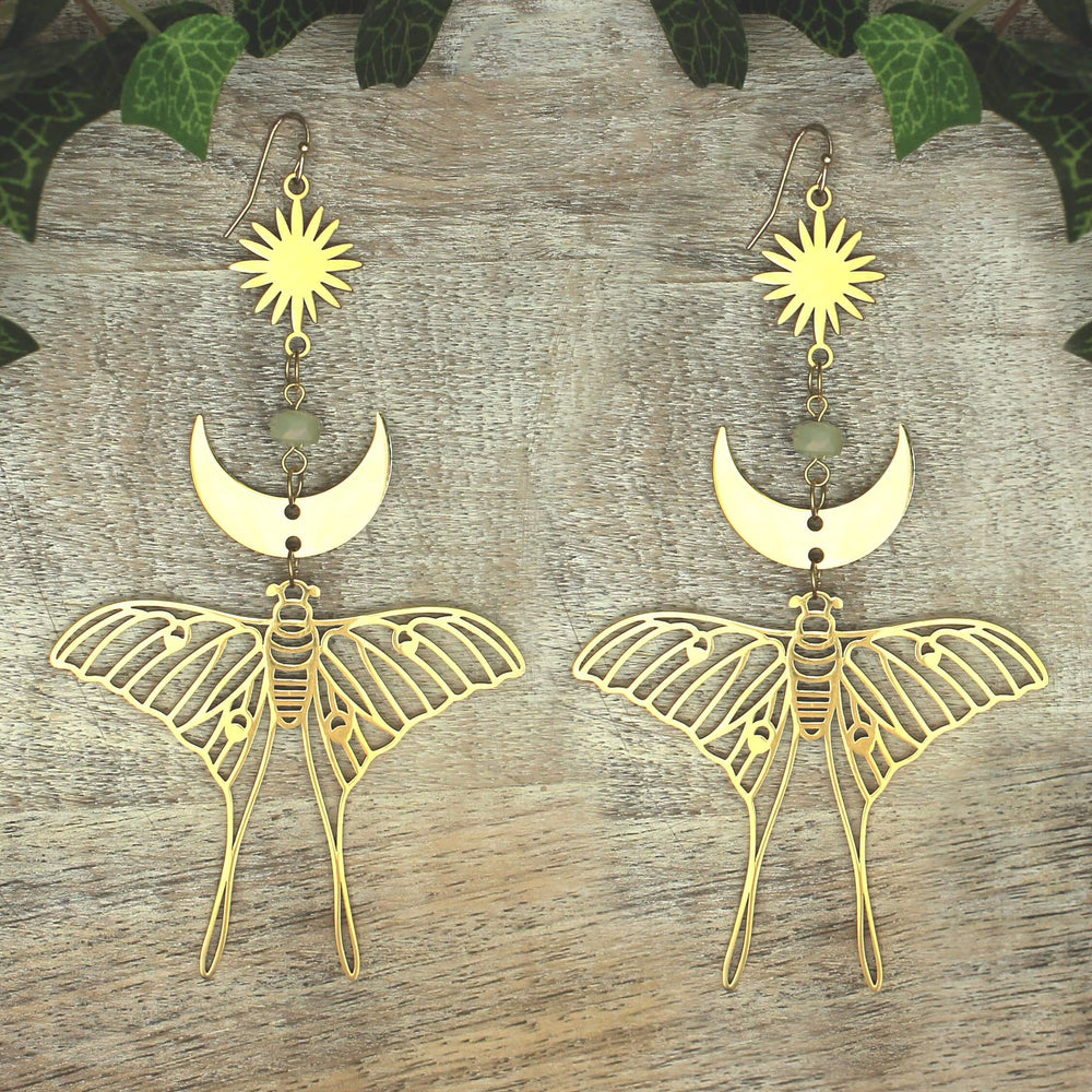 Celestial Luna Moth Oversized Gold Earrings, Accessories, $ 16.00, A Moment Of Now™