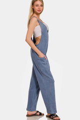 Black Berry Pocketed Wide Strap Jumpsuit, Zenana, $ 49.00