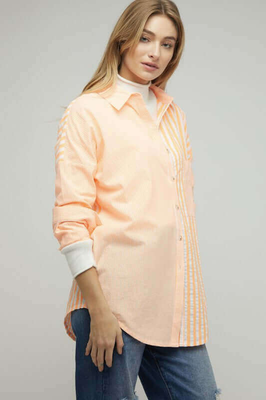 Stripe Button Down Long Sleeve Shirt, Davi & Dani, $ 55.00