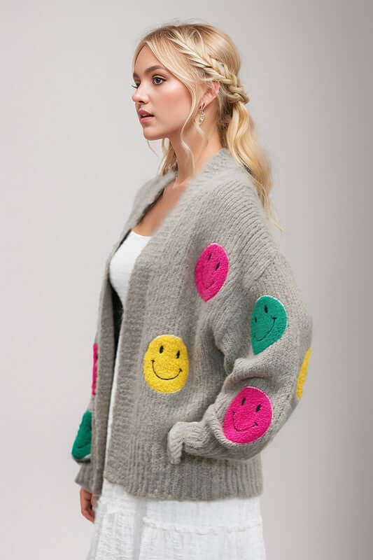 Shop The Fuzzy Smile Long Bell Sleeve Knit Cardigan For Women, Cardigans, USA Boutique