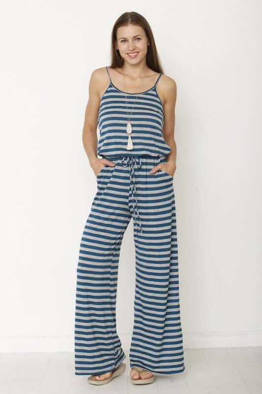 Shop Chic Strip Drawstring Wide Leg Jumpsuit | USA Boutique Clothing Online, Jumpsuits, USA Boutique