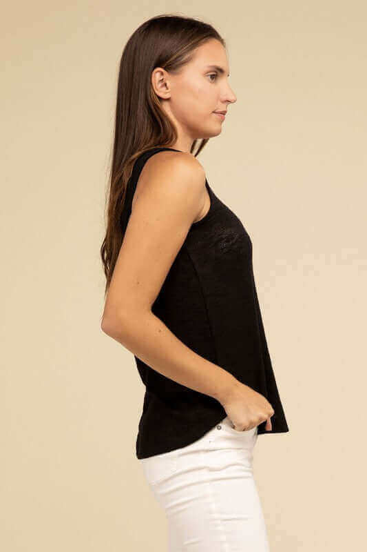 Solid V Neck Sleeveless Cami Tank Top, ZENANA, $ 19.95