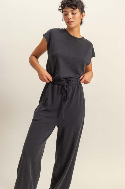 Chic Black Back Keyhole Jumpsuit - Cap Sleeve Style, Jumpsuits, $ 53.00, A Moment Of Now™