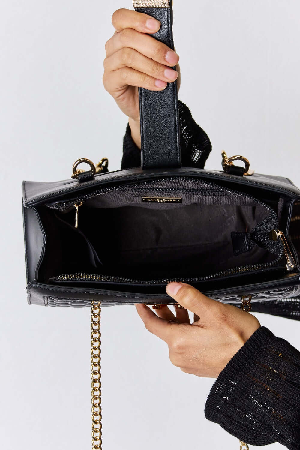 David Jones Black Quilted PU Leather Handbag, Shoulder Bags, $ 55.00, A Moment Of Now™