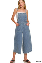 Stylish Denim Medium Washed Wide Leg Overalls, Overalls, $ 59.00, A Moment Of Now™