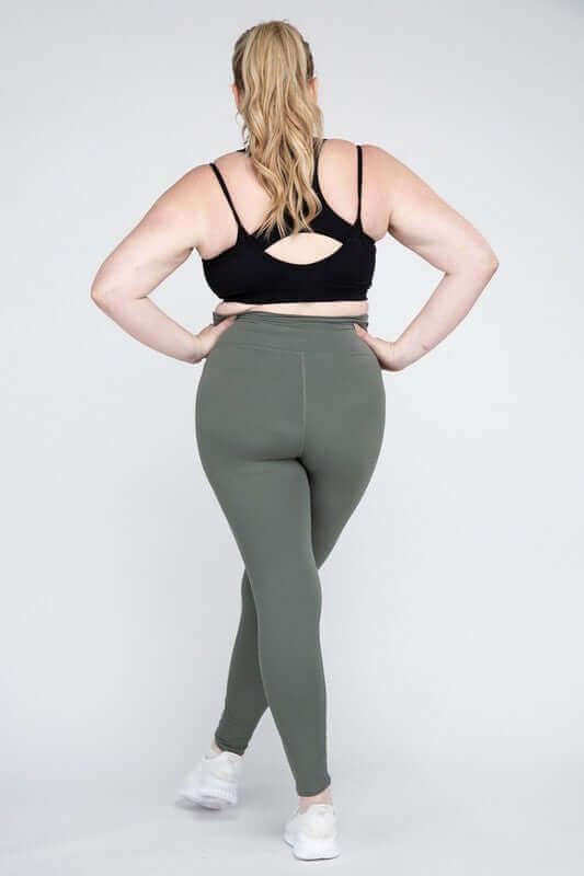 Shop Women's Plus Size V Waist Full Length Leggings | Boutique Activewear, Leggings, USA Boutique