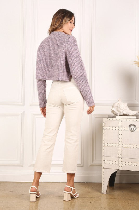 Melange Cropped Sweater Top