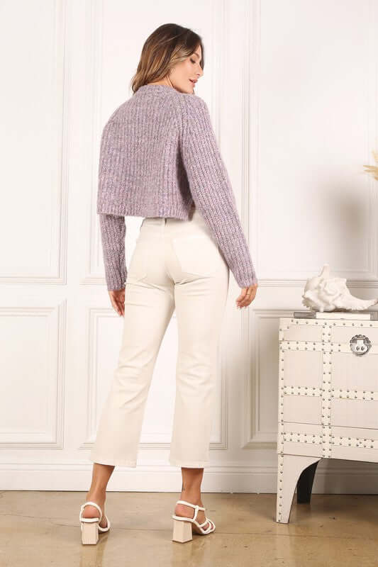 Melange Cropped Sweater Top - Trendy Style Essentials, Sweaters, $ 55.00, A Moment Of Now™