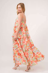 Boho Floral Ruffled Tiered Maxi Cami Dress