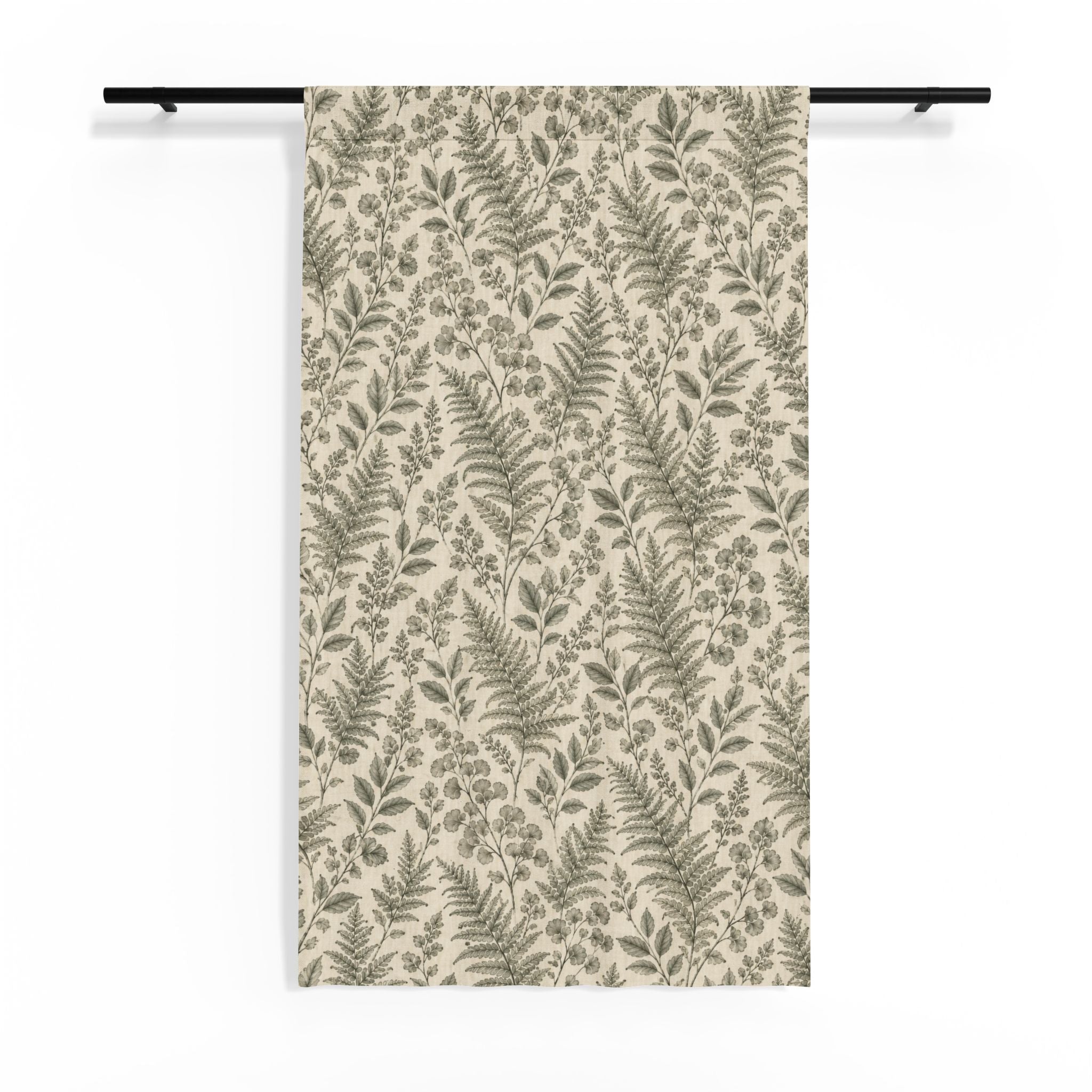 Sage Green Fern Sheer Curtain Panel – Vintage Botanical