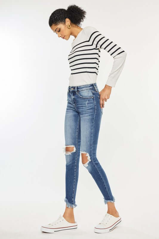 Shop Women's Light Stone Wash High Rise Ankle Skinny Jeans | Boutique Shop, Jeans, USA Boutique