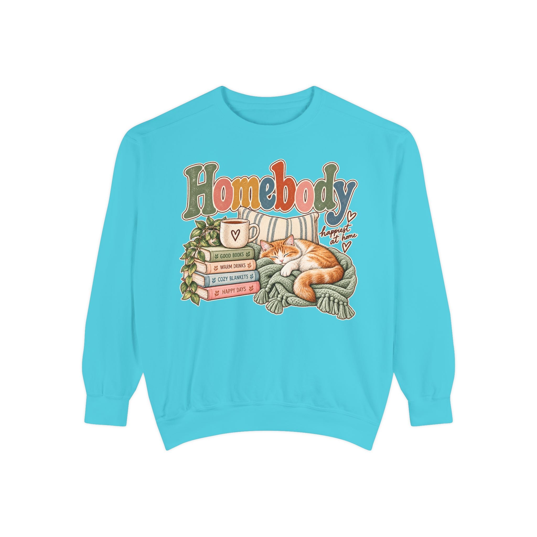 Homebody Sweatshirt — Cozy Cat & Bookstack Crewneck - sweatshirt product image 10