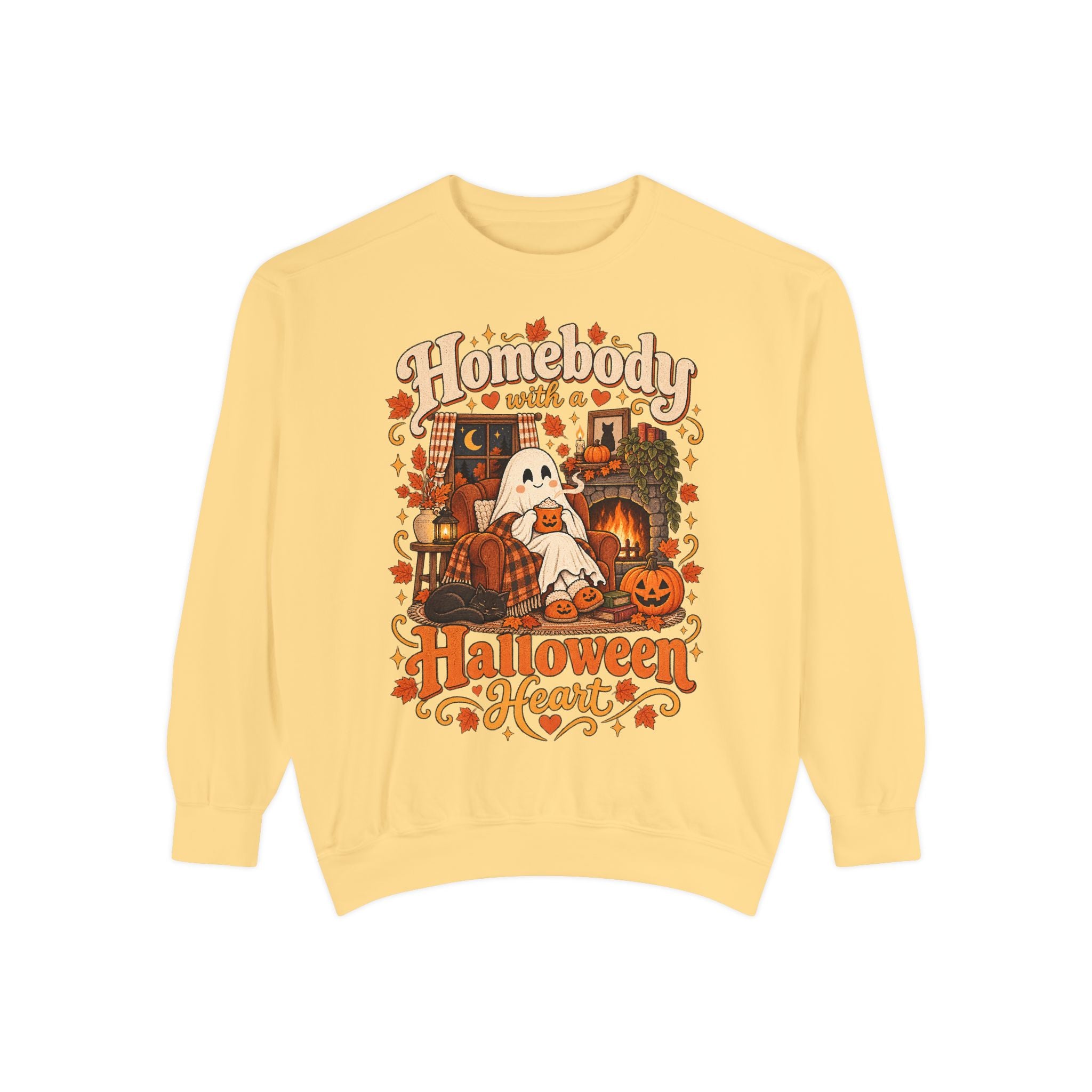Homebody Halloween sweatshirt with ghost and pumpkin graphic product photo 15