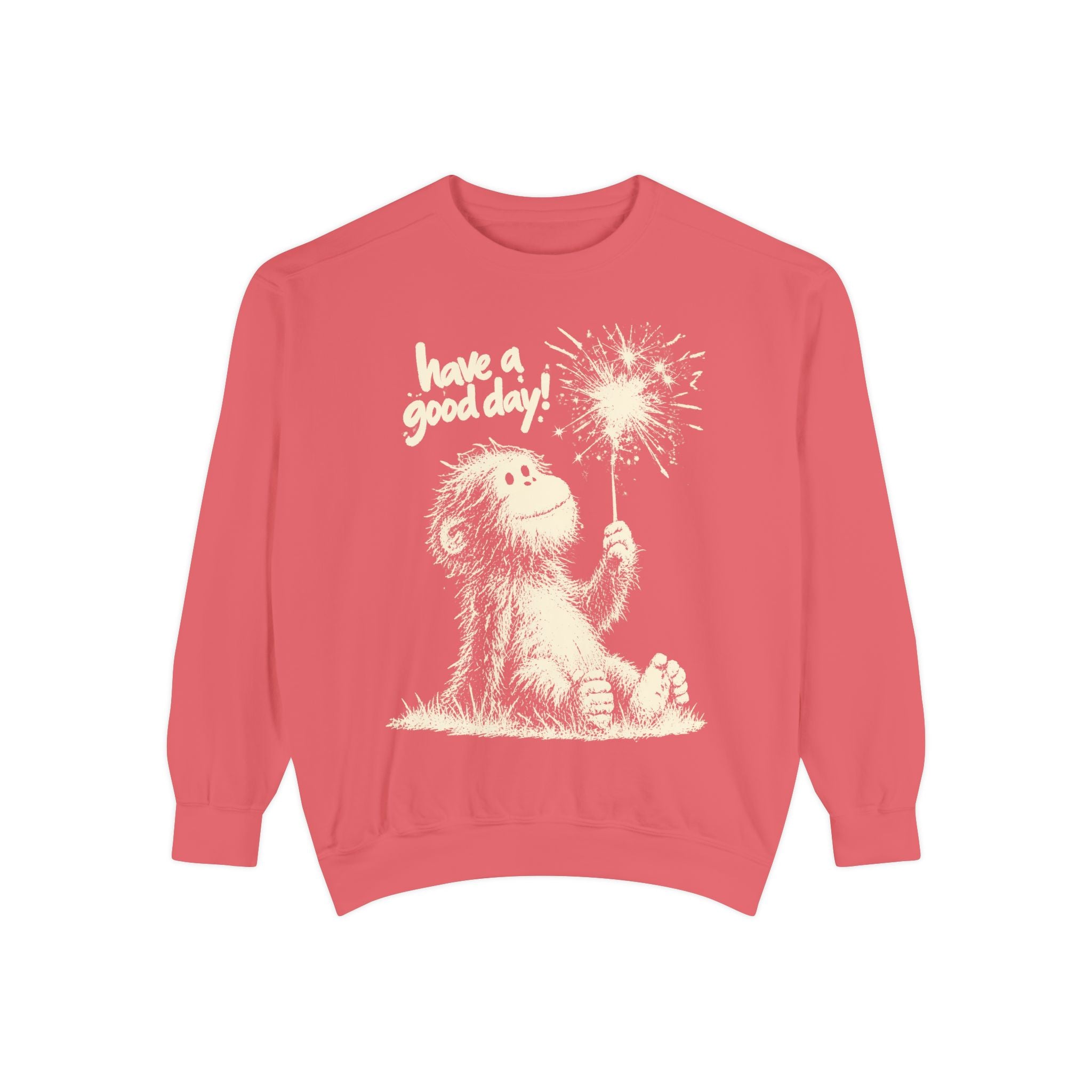 Baby Bigfoot Wishes You a Good Day crewneck product mockup