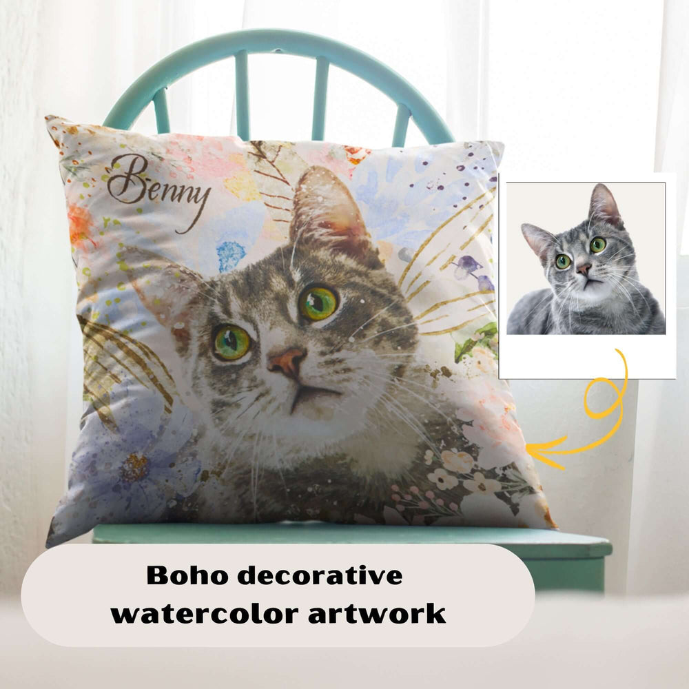 Custom Watercolor Pet Pillow | Unique Gift, Throw Pillows, $ 65.00, A Moment Of Now™