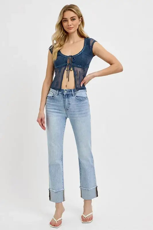 RISEN High Rise Straight Cuffed Relaxed Jeans, , $ 65.00, A Moment Of Now™