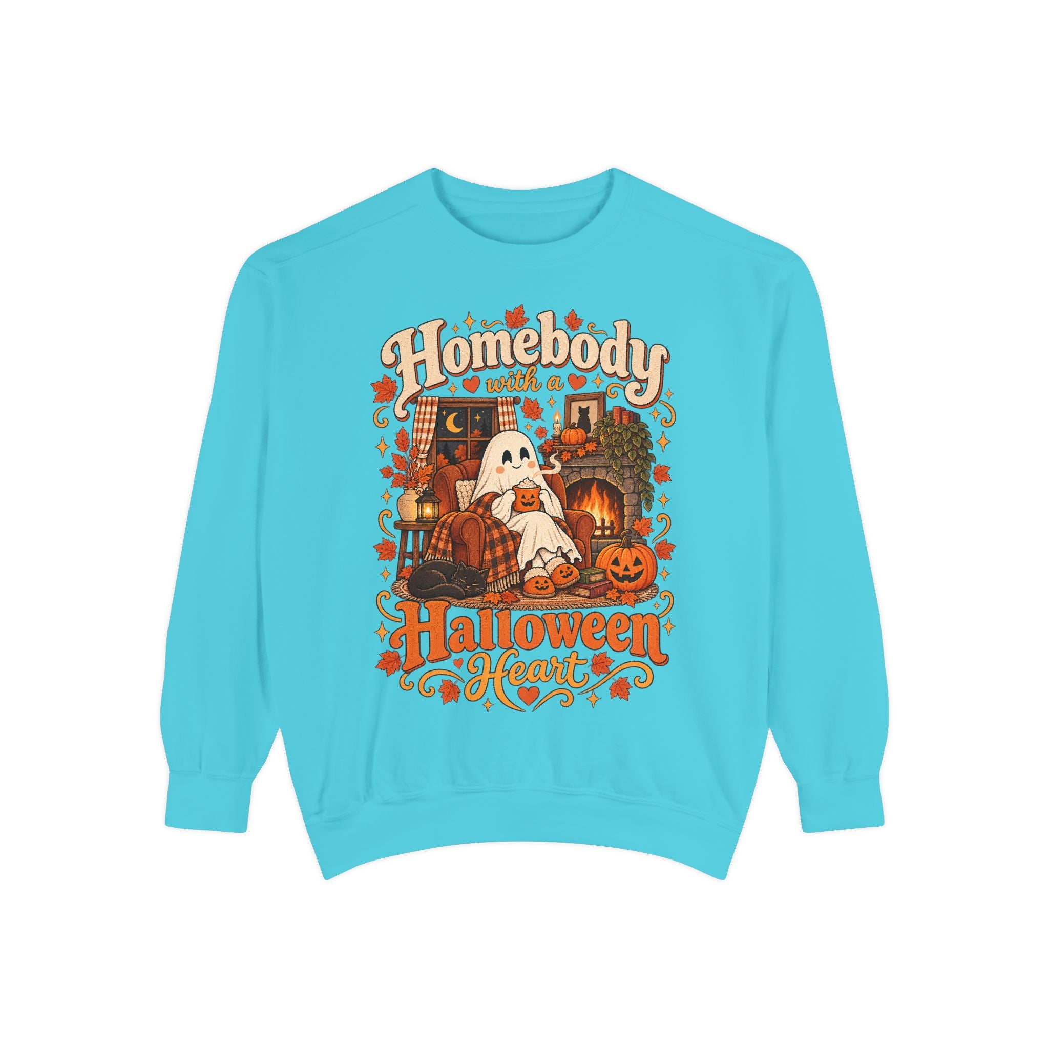 Homebody Halloween sweatshirt with ghost and pumpkin graphic product photo 22
