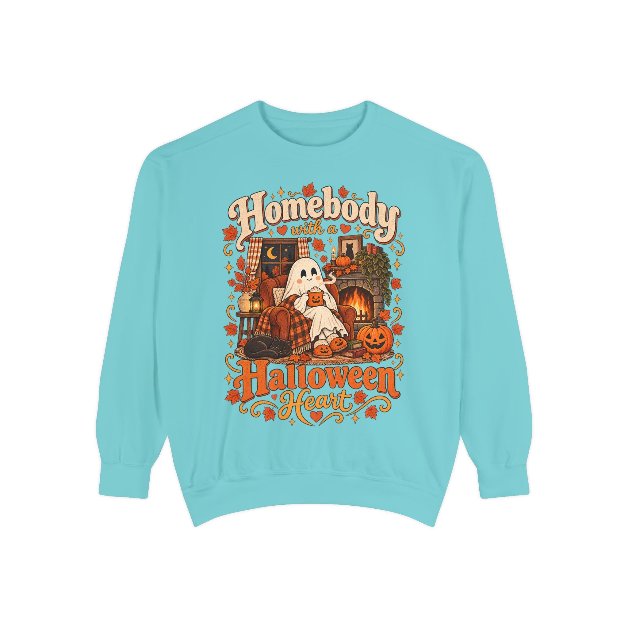 Homebody Halloween sweatshirt with ghost and pumpkin graphic product photo 18