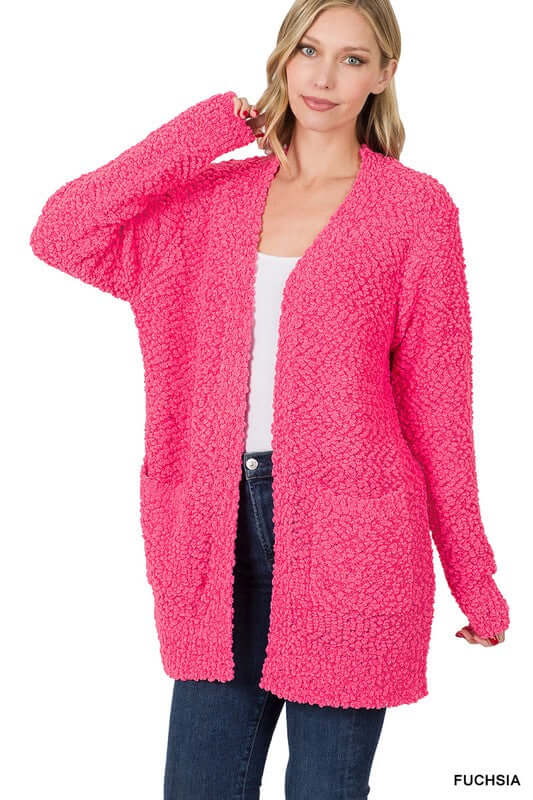 Long Sleeve Popcorn Cardigan, ZENANA, $ 48.95