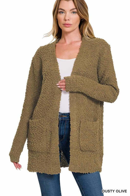 Long Sleeve Popcorn Cardigan, ZENANA, $ 48.95