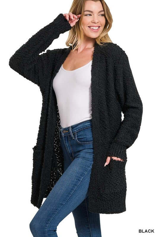 Long Sleeve Popcorn Cardigan, ZENANA, $ 48.95