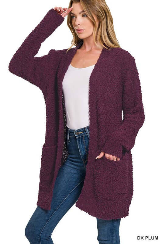 Long Sleeve Popcorn Cardigan, ZENANA, $ 48.95