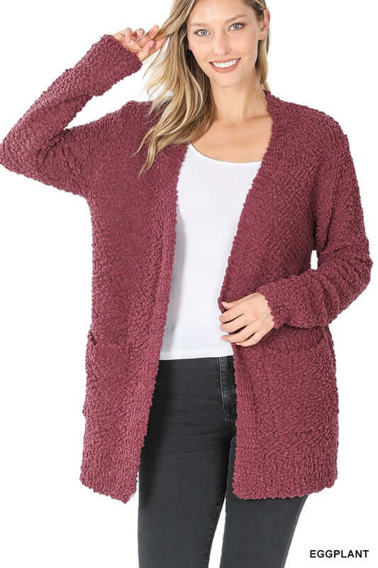 Long Sleeve Popcorn Cardigan, ZENANA, $ 48.95