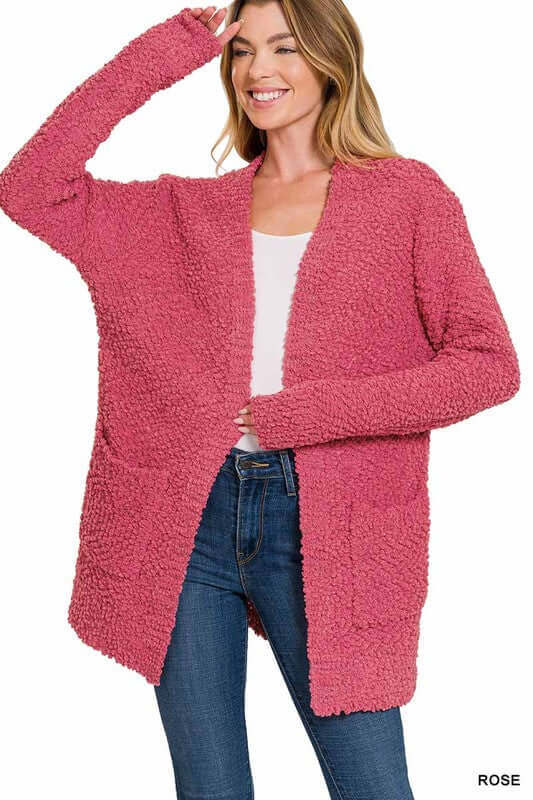 Long Sleeve Popcorn Cardigan, ZENANA, $ 48.95