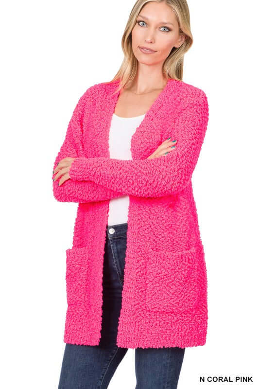 Long Sleeve Popcorn Cardigan, ZENANA, $ 48.95