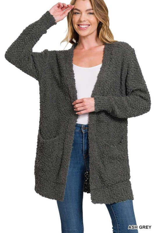 Long Sleeve Popcorn Cardigan, ZENANA, $ 48.95