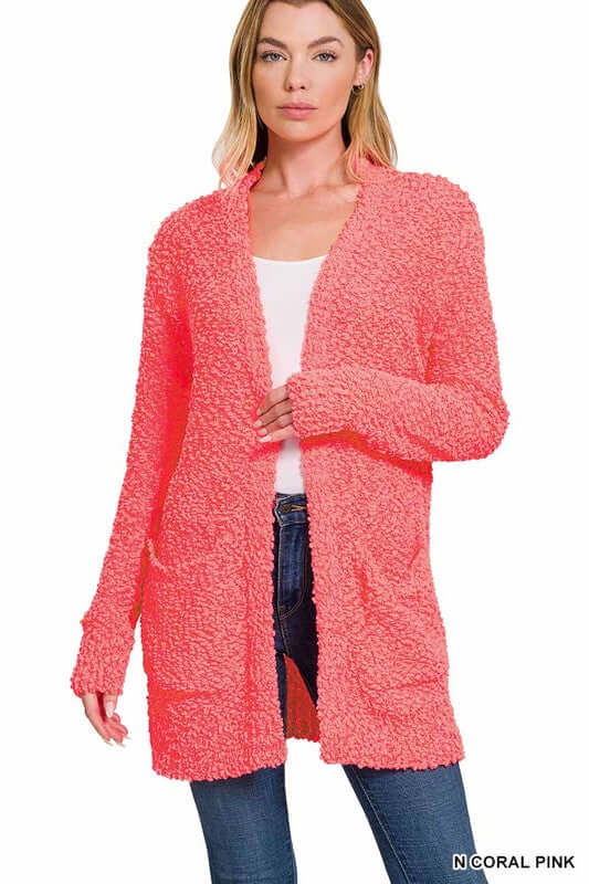 Long Sleeve Popcorn Cardigan, ZENANA, $ 48.95